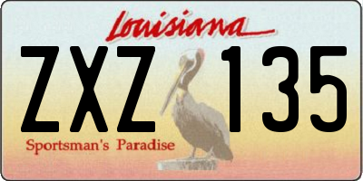 LA license plate ZXZ135