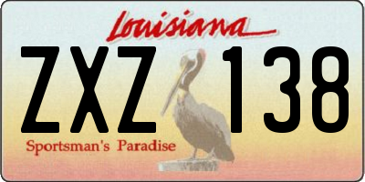 LA license plate ZXZ138