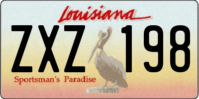 LA license plate ZXZ198