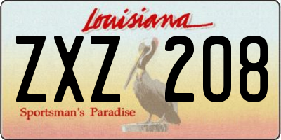 LA license plate ZXZ208