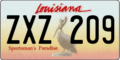 LA license plate ZXZ209