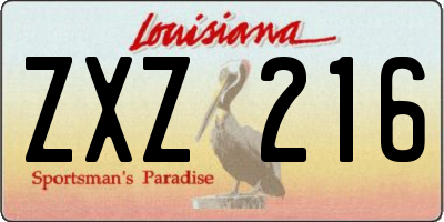 LA license plate ZXZ216