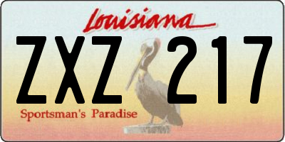 LA license plate ZXZ217