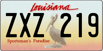 LA license plate ZXZ219