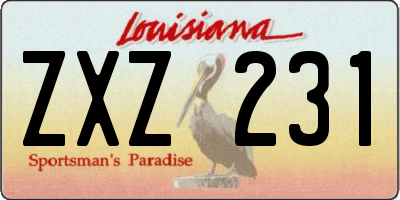 LA license plate ZXZ231