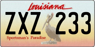 LA license plate ZXZ233