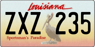 LA license plate ZXZ235