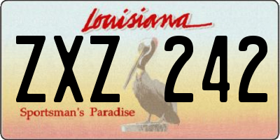 LA license plate ZXZ242