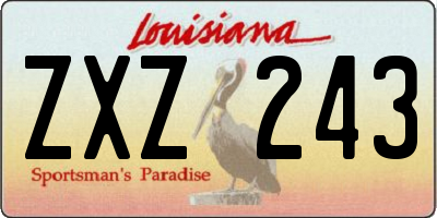 LA license plate ZXZ243