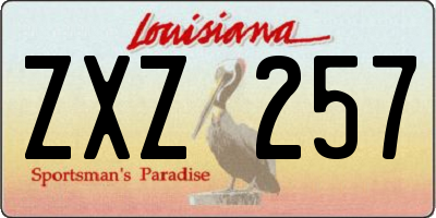 LA license plate ZXZ257