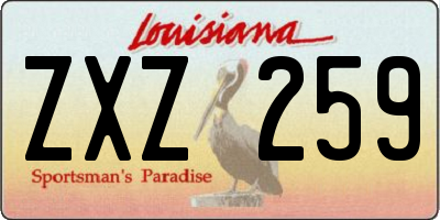 LA license plate ZXZ259