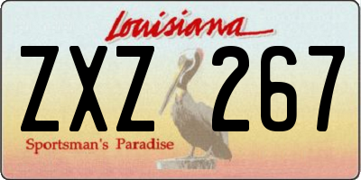 LA license plate ZXZ267