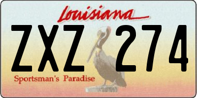 LA license plate ZXZ274