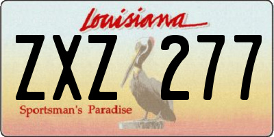 LA license plate ZXZ277