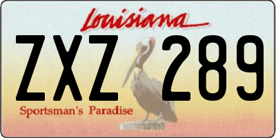 LA license plate ZXZ289