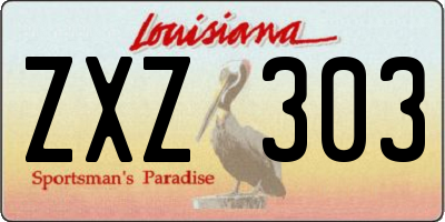 LA license plate ZXZ303