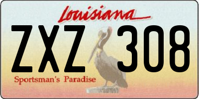 LA license plate ZXZ308