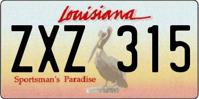 LA license plate ZXZ315
