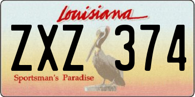 LA license plate ZXZ374