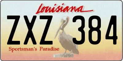 LA license plate ZXZ384