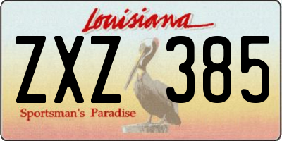 LA license plate ZXZ385