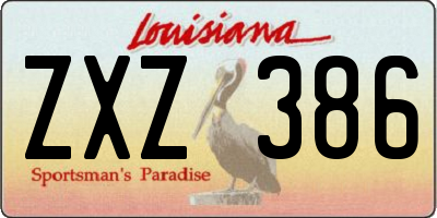 LA license plate ZXZ386