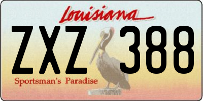 LA license plate ZXZ388