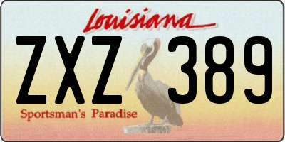 LA license plate ZXZ389