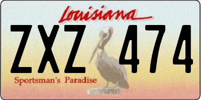 LA license plate ZXZ474