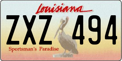 LA license plate ZXZ494