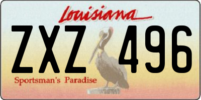 LA license plate ZXZ496