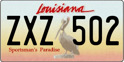 LA license plate ZXZ502