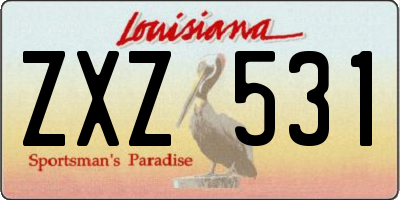 LA license plate ZXZ531
