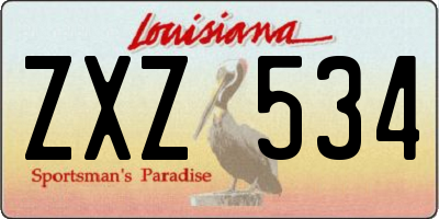 LA license plate ZXZ534