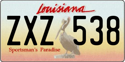 LA license plate ZXZ538
