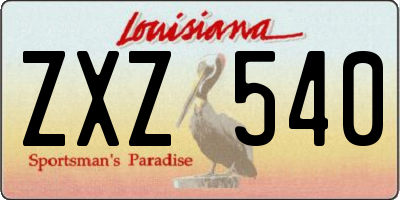 LA license plate ZXZ540