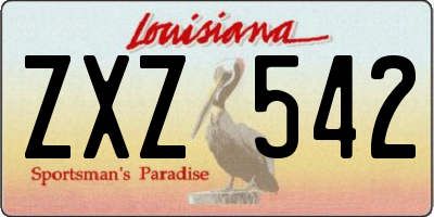 LA license plate ZXZ542