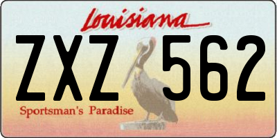 LA license plate ZXZ562
