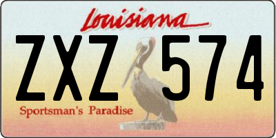 LA license plate ZXZ574