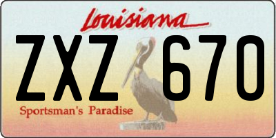 LA license plate ZXZ670