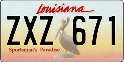 LA license plate ZXZ671