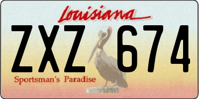 LA license plate ZXZ674