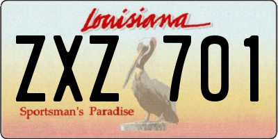LA license plate ZXZ701