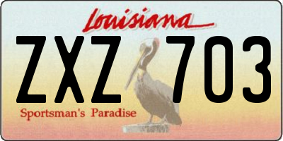 LA license plate ZXZ703