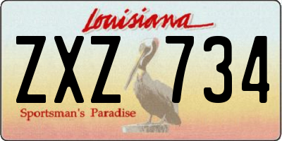 LA license plate ZXZ734