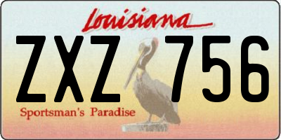 LA license plate ZXZ756