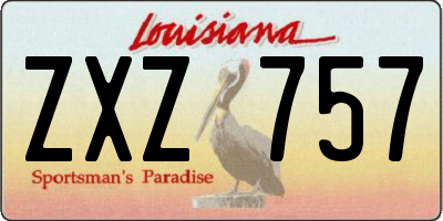 LA license plate ZXZ757