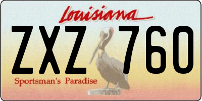 LA license plate ZXZ760