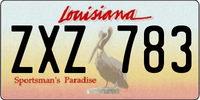 LA license plate ZXZ783