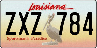 LA license plate ZXZ784